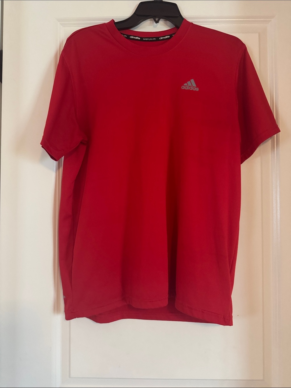 adidas Men’s Red Short Sleeve Athletic Tee(1086)